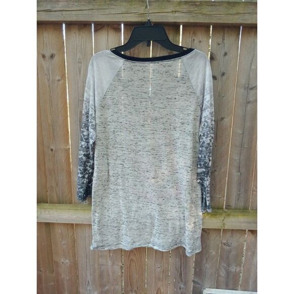 Rustic American Society T-Shirt Long Sleeve Gray & Pink Large - Picture 5 of 5